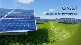  Presentation with solar panel - Slide set having cloudy sky alternative energy background and a light blue colored foreground