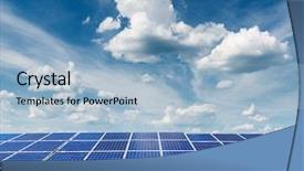  Presentation with solar panel - Audience pleasing PPT layouts consisting of cloudy sky alternative energy backdrop and a light blue colored foreground