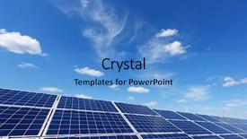  Presentation with solar panel - Amazing PPT theme having cloudy sky alternative energy backdrop and a teal colored foreground