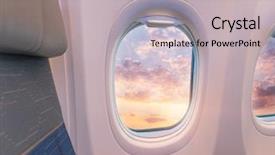  Presentation with airplane - Colorful PPT theme enhanced with cloudy sky from the airplane backdrop and a soft green colored foreground