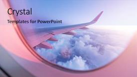  Presentation with airplane - Slide deck having cloudy sky from the airplane background and a light blue colored foreground