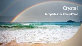  Presentation with sea rainbow - Slides having cloudy sky with rainbow background and a gray colored foreground