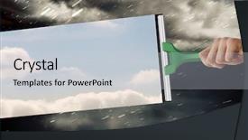  Presentation with sky diving man falling - PPT theme consisting of cloudy sky with snow falling background and a lemonade colored foreground