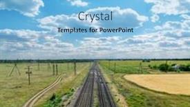  Presentation with railroad - Amazing presentation having cloudy-sky-with-sun-over backdrop and a light blue colored foreground