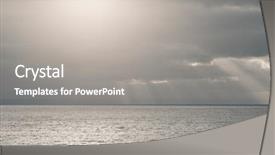  Presentation with sea sun - Beautiful theme featuring cloudy sky with sun rays backdrop and a gray colored foreground