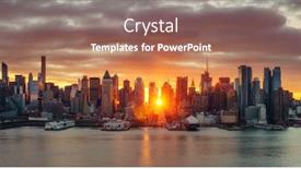  Presentation with manhattan - PPT layouts featuring cloudy sunrise over manhattan new york background and a coral colored foreground