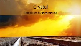  Presentation with railroad - Slide deck featuring cloudy sunset over railroad background and a gold colored foreground