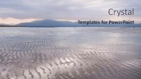  Presentation with sunset beach - Presentation theme having cloudy-sunset-sky-reflecting background and a light blue colored foreground