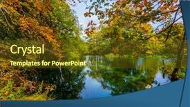  Presentation with cold water - Colorful PPT theme enhanced with leaf reflection - cascading plitvice lakes in croatia backdrop and a tawny brown colored foreground