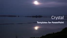  Presentation with foggy water sunrise - PPT theme with cloudy-winter-cool-day-sunrise background and a tawny brown colored foreground