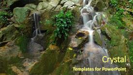  Presentation with waterfall - Cool new presentation theme with clounds - autumn waterfall is beautiful backdrop and a tawny brown colored foreground