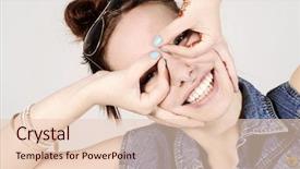  Presentation with hipster girl playing tetris game - Presentation theme featuring clown background free - funny attractive hipster girl clowning background and a  colored foreground