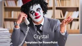  Presentation with clown - PPT layouts having clown-businessman-working background and a dark gray colored foreground