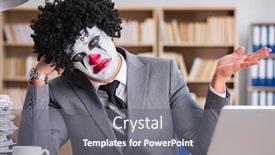  Presentation with clown - Beautiful slides featuring clown-businessman-working backdrop and a gray colored foreground