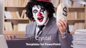  Presentation with clown - Cool new presentation design with clown-businessman-working backdrop and a gray colored foreground