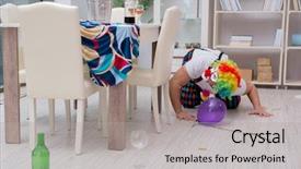  Presentation with clown - Beautiful PPT theme featuring clown celebrating having a party backdrop and a  colored foreground