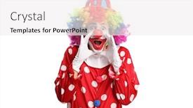  Presentation with clown - Presentation design consisting of clown-in-a-polka-dot background and a white colored foreground