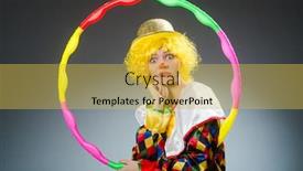  Presentation with clown - PPT theme enhanced with clown in funny concept on dark background background and a yellow colored foreground