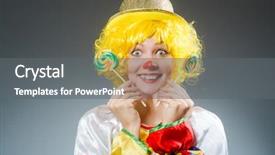  Presentation with clown - Audience pleasing slide set consisting of clown in funny concept on dark background backdrop and a gray colored foreground