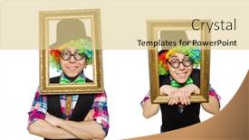  Presentation with clown - Cool new presentation design with clown isolated on the white background backdrop and a blonde colored foreground