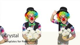  Presentation with scroll paper isolated on white - PPT layouts enhanced with clown isolated on the white background and a  colored foreground