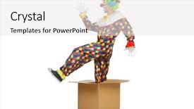  Presentation with clown - PPT layouts enhanced with town hall - trip full of inspiration background and a tawny brown colored foreground