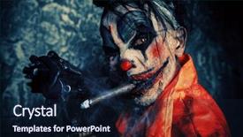  Presentation with horror evil - Colorful slide set enhanced with clown man stained in blood backdrop and a navy blue colored foreground
