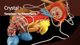  Presentation with strings - PPT theme enhanced with clown marionette collapsed among his background and a  colored foreground