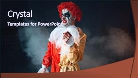  Presentation with bloody fingerprint - Colorful PPT theme enhanced with clown pointing at you terrible backdrop and a wine colored foreground