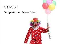  Presentation with clown - PPT theme enhanced with clown-sitting-on-a-banner background and a white colored foreground