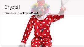 Presentation with clown - Slide deck featuring clown-sitting-on-a-white background and a white colored foreground