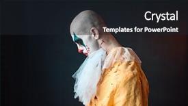  Presentation with carnival - Colorful presentation theme enhanced with clown with makeup in carnival backdrop and a wine colored foreground