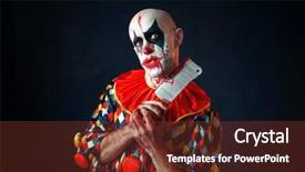  Presentation with circus - Presentation design featuring clown with meat cleaver circus background and a tawny brown colored foreground