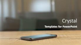  Presentation with smartphone - Amazing PPT theme having clsoe-up-of-a-smartphone and a dark gray colored foreground