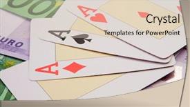  Presentation with win - PPT theme having club 100 - poker of four aces win background and a lemonade colored foreground