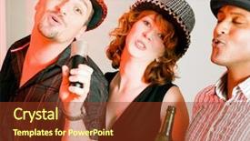  Presentation with elderly people singing - Amazing PPT theme having club or a similar location backdrop and a  colored foreground