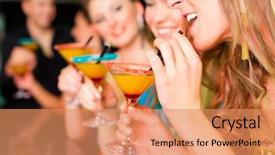  Presentation with young people in the club - Theme featuring club or bar drinking cocktail background and a coral colored foreground