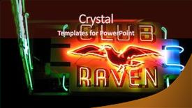  Presentation with raven - Colorful presentation enhanced with club raven neon sign backdrop and a wine colored foreground