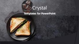 Presentation with food ice - Audience pleasing presentation design consisting of club-sandwich-and-glass backdrop and a dark gray colored foreground