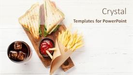  Presentation with food potato chips - Presentation featuring club-sandwich-potato-fries-chips background and a cream colored foreground