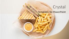  Presentation with french fries - Presentation theme enhanced with club-sandwich-with-cheese-pickled background and a lemonade colored foreground