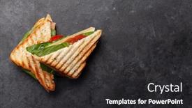  Presentation with take - Amazing presentation theme having club-sandwich-with-ham-cheese backdrop and a dark gray colored foreground