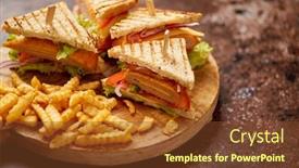  Presentation with french fries - Amazing PPT layouts having club-sandwiches-served backdrop and a tawny brown colored foreground