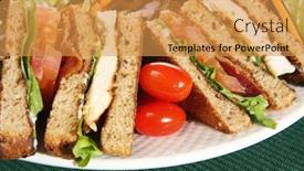  Presentation with sandwich - Amazing slides having clubhouse sandwich closeup backdrop and a gold colored foreground