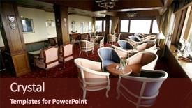  Presentation with lounge - Colorful PPT theme enhanced with hotels private clubs - gentlemen's lounge in hotel backdrop and a wine colored foreground