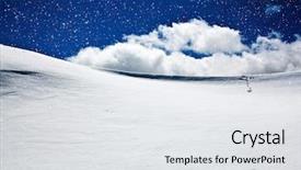  Presentation with winter blue - Presentation theme enhanced with cluds - background of cold winter landscape background and a  colored foreground