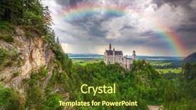  Presentation with rainbow over orad - Cool new PPT theme with cluds - rainbow over neuschwanstein castle backdrop and a tawny brown colored foreground