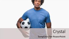  Presentation with grunge american football field - Amazing theme having clue - afro american man holding football backdrop and a light gray colored foreground