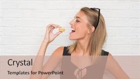  Presentation with floral border over white - Beautiful PPT theme featuring clue - beautiful young woman over white backdrop and a coral colored foreground