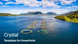  Presentation with aerial - PPT layouts consisting of clue - farm salmon fishing in norway background and a ocean colored foreground